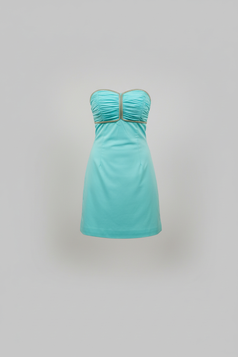 Celeste Rhinestone Trim Strapless Mini Mint Blue alternate view