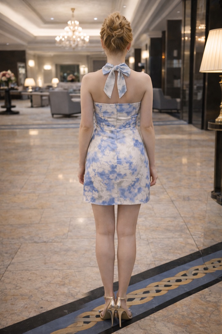 Sky Bloom Halter Mini Blue Floral view 3